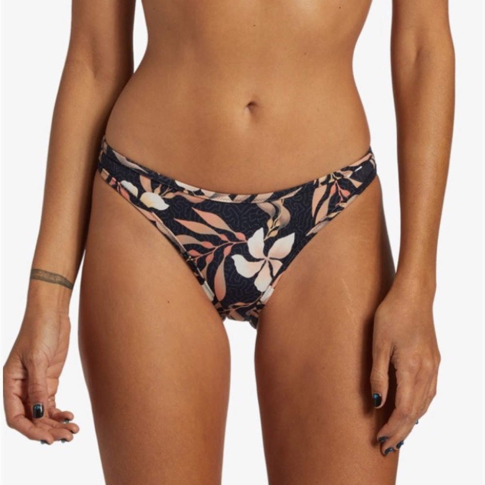 Billabong Black and Cream Bikini Bottom Classic Swimwear